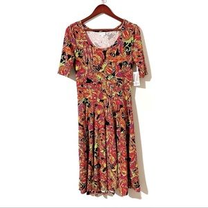 Y2K Neon Paisley Lularoe Nicole Fit and Flare Dress size L